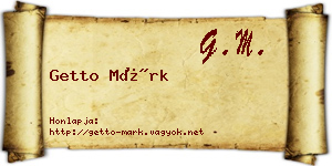 Getto Márk névjegykártya